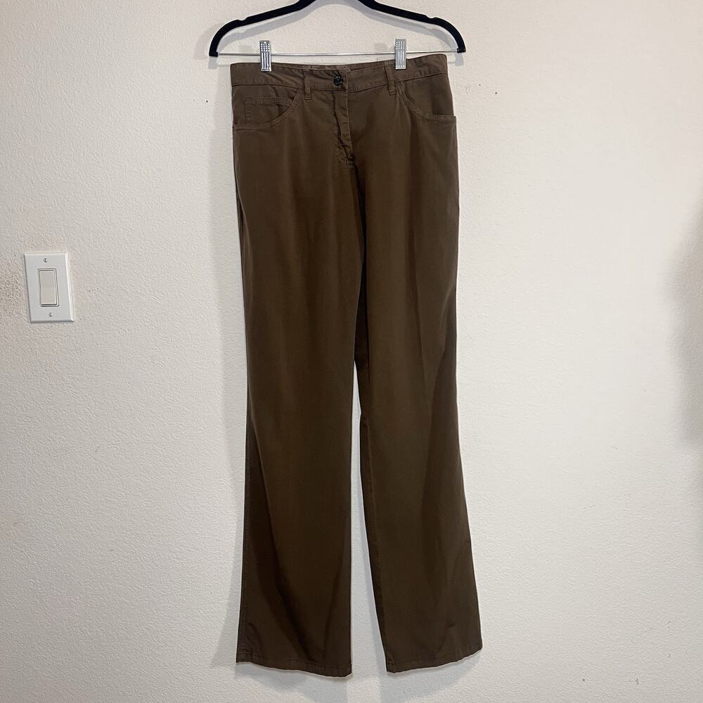 Armani Collezioni Pants Women Size Size 8 Brown Straight Leg Mid Rise Made Italy
